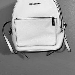 Michael Kors Adina Medium Pebbled Leather Backpack in Optic White